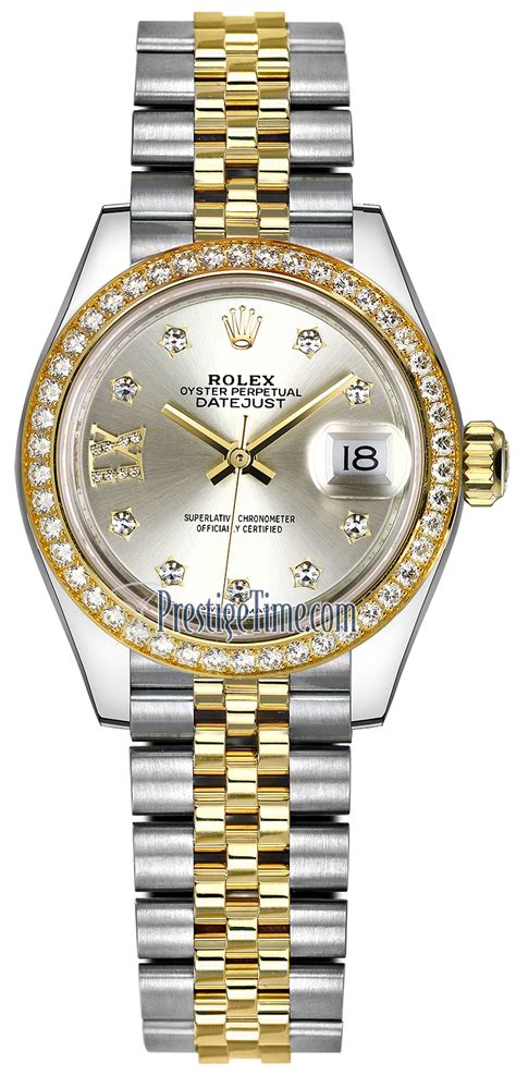 rolex lady datejust gold and silver|Rolex 28mm ladies Datejust watch.